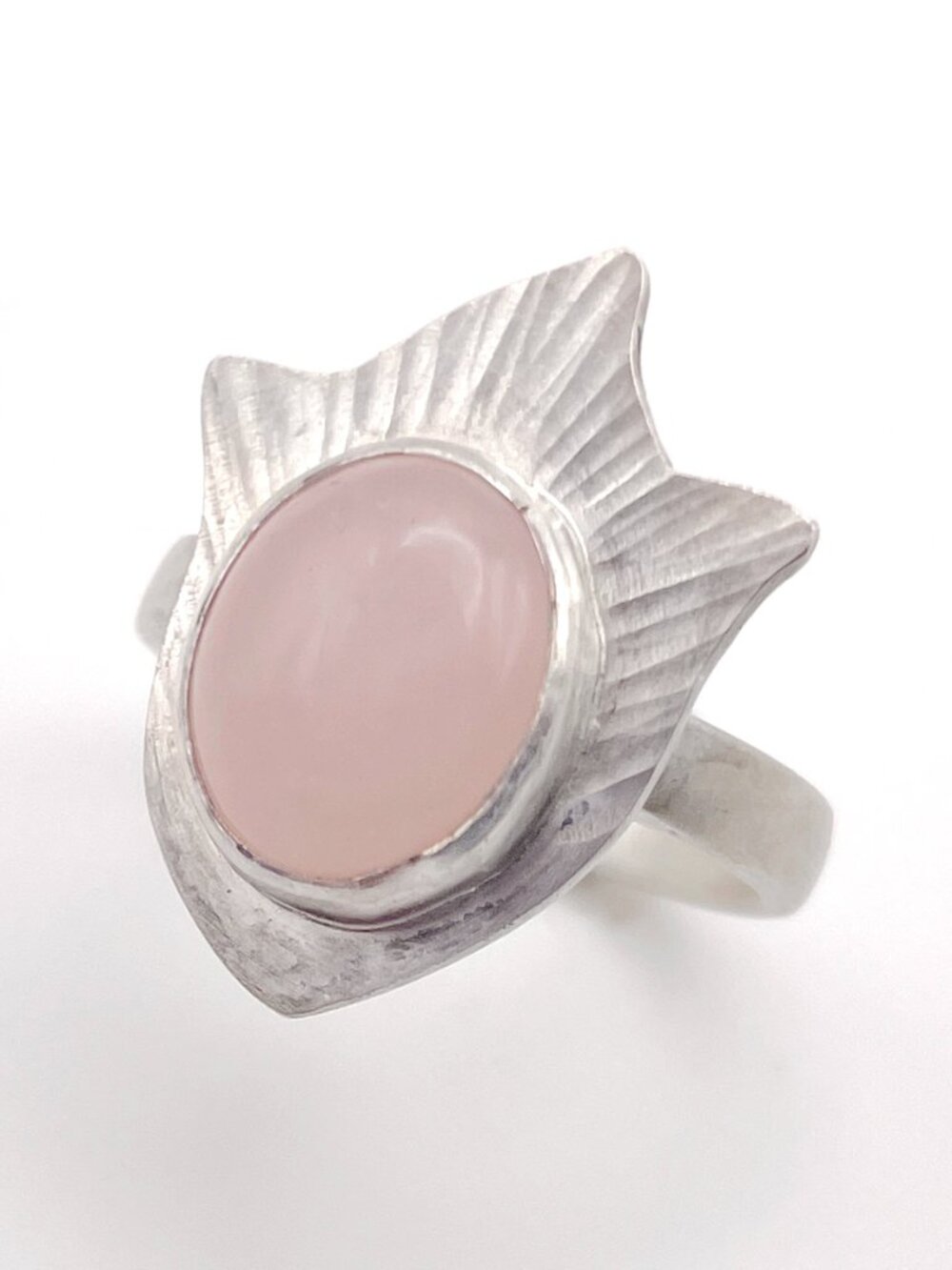 Sterling Silver 925 and Rose Quartz Ring, Size 8, One-of-a-kind